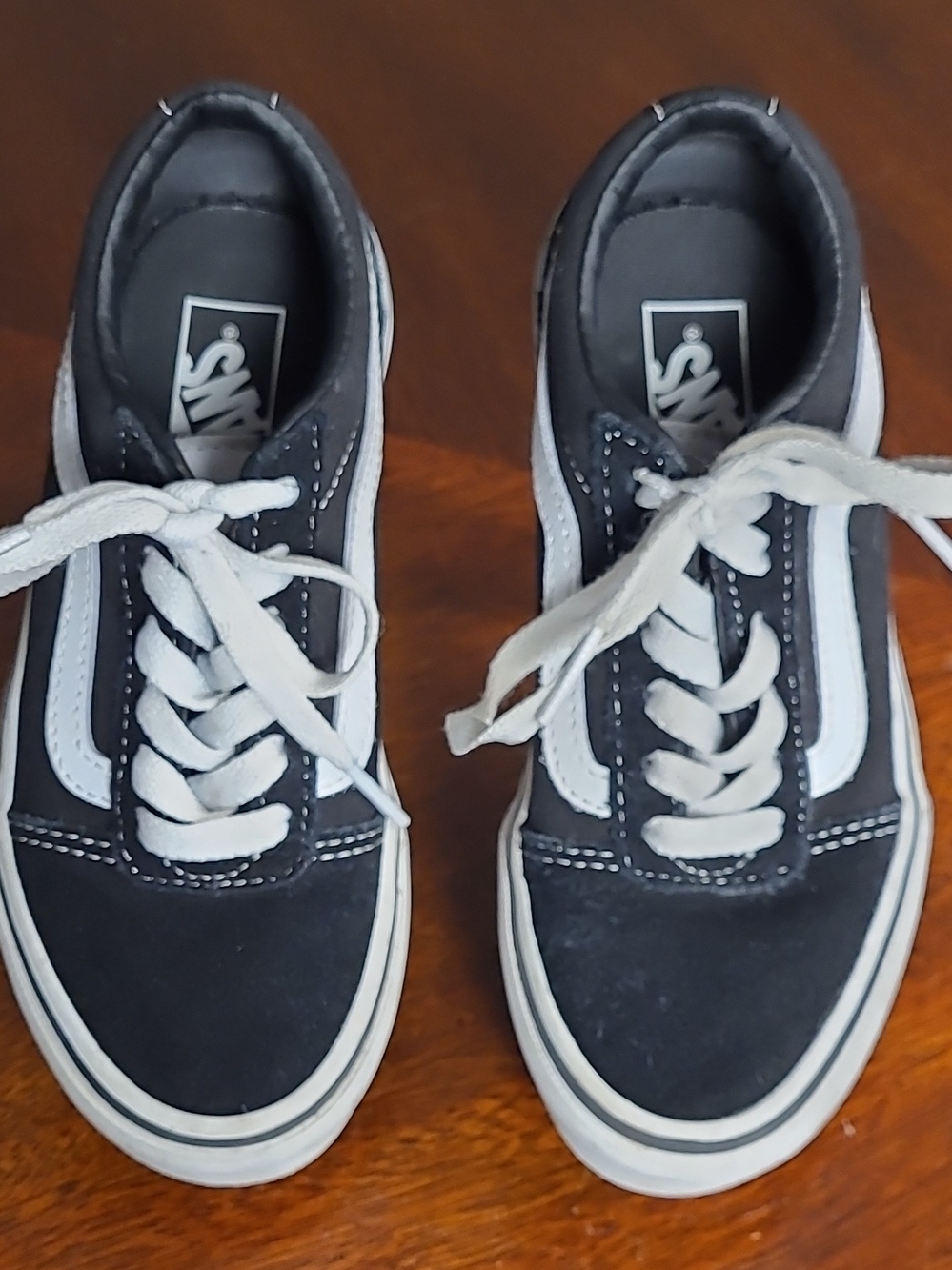 Vans Kids Black & White Canvas Old Skool Sneakers Size 13